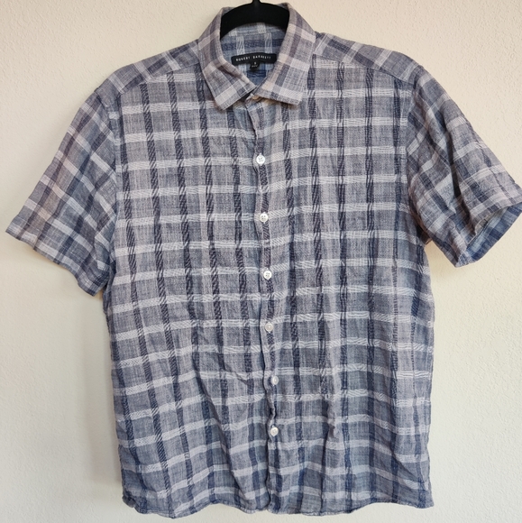Men's Robert Barraket Button Down Shirt Gray Plaid - Picture 1 of 3